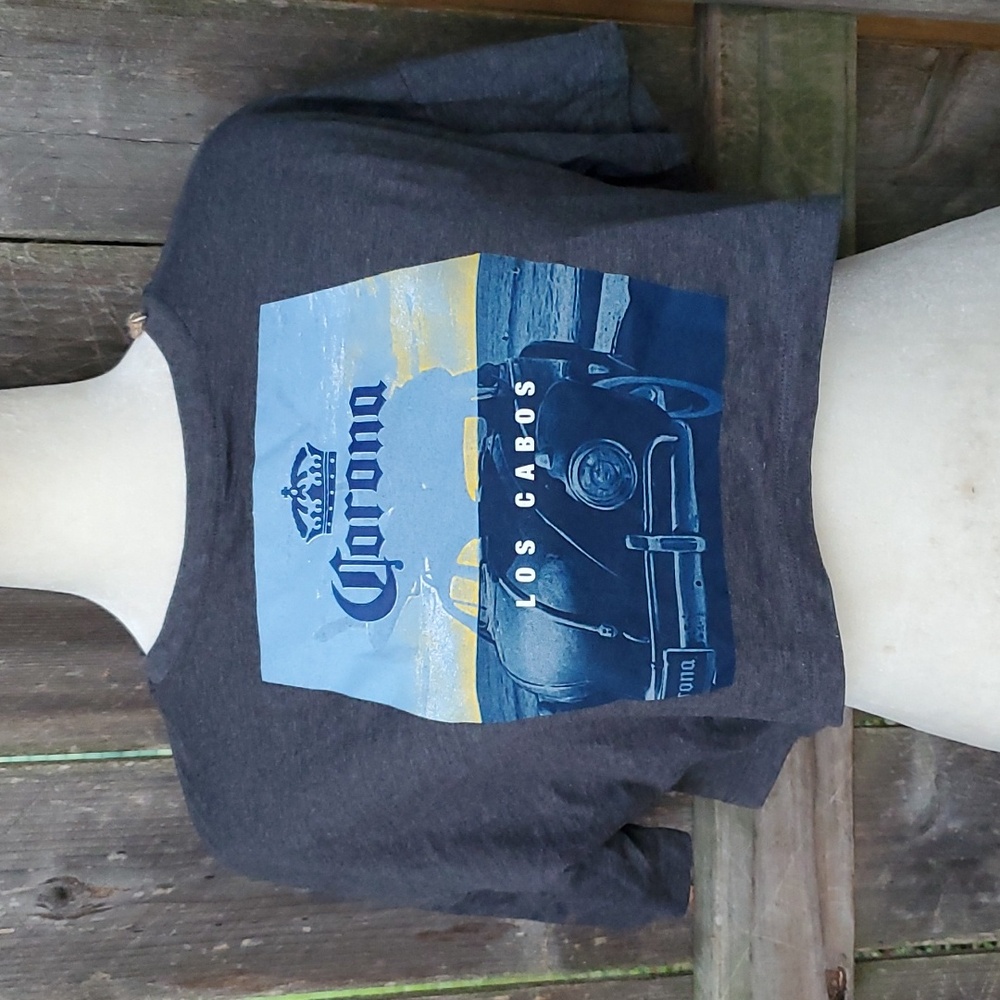 Corona Beer Los Cabos Mexico Grey Crop Top VW Beetle Beach M New